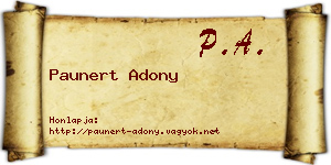Paunert Adony névjegykártya